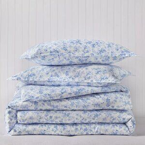 Sky Blue Meadow Collection Blue / White KING Duvet Cover & Shams Set
